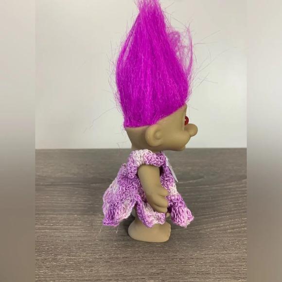 Vtg Troll  Doll Purple Hair Red Eyes 90’s Creepy Nostalgic Play Unmarked China - Picture 2 of 11